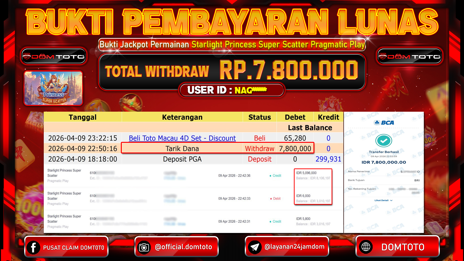 JACKPOT SLOT Starlight Princess Super Scatter Pragmatic Play 09 APRIL 2026